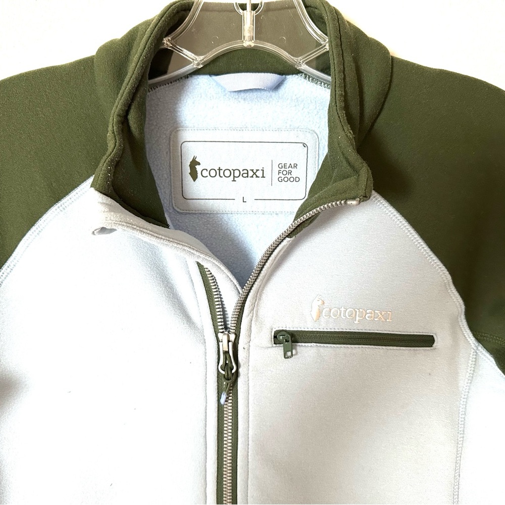 Sambaya Stretch Fleece Hoodless size Large Blue and Green Full Zip